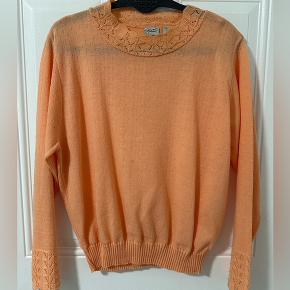 Vintage 80s/90s Haland! Peach Knit Sweater Women’s Large Made in USA - Picture 1 of 10